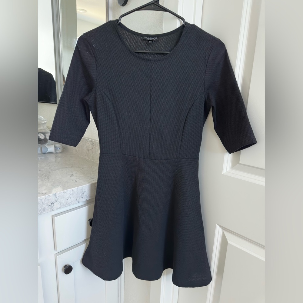 Topshop Black Textured Dress